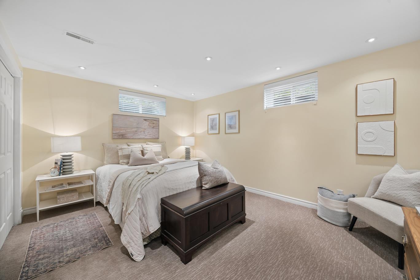 Bright basement guest bedroom at 30 Potters Lane in Enniskillen